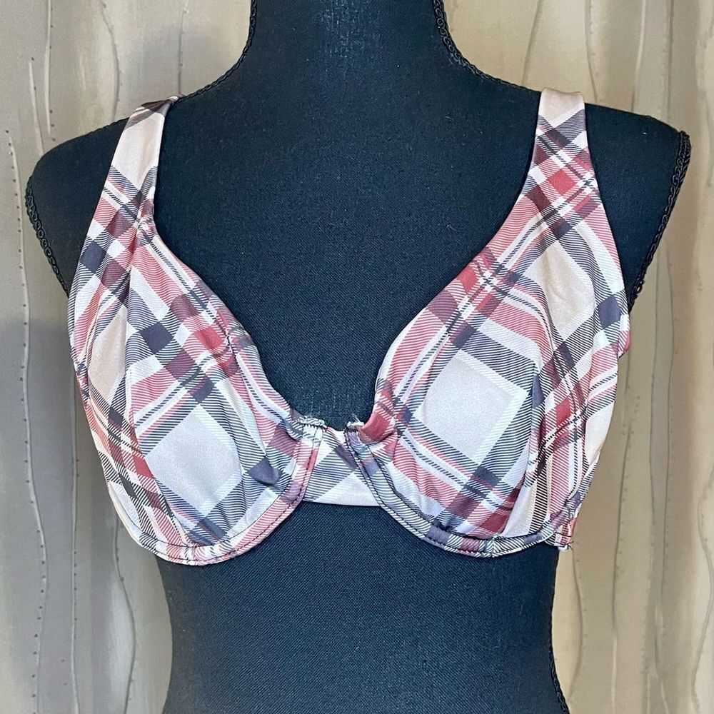 ASOS 34E Plaid Bikini Swim Top